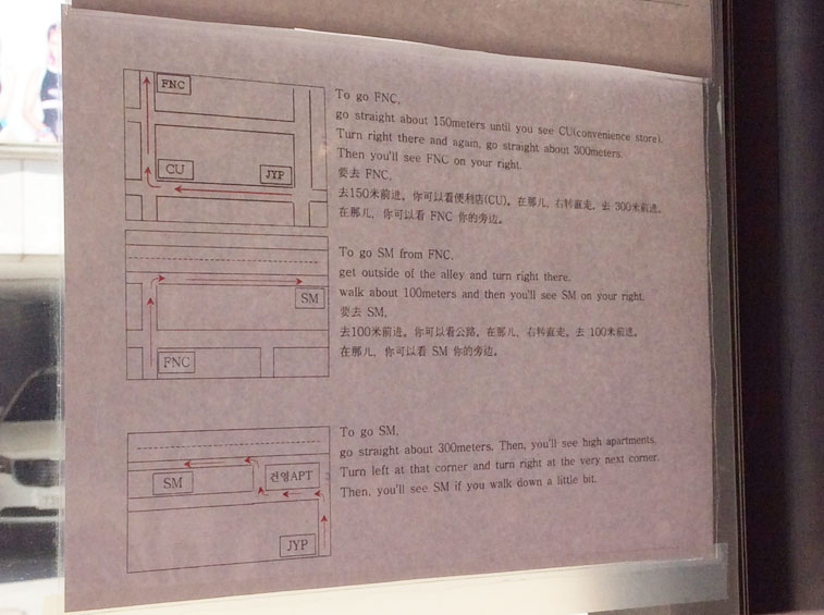 JYP SM FNC Directions