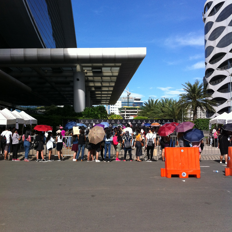 Army PH Fall in Line to take Pictures to BTS Standee