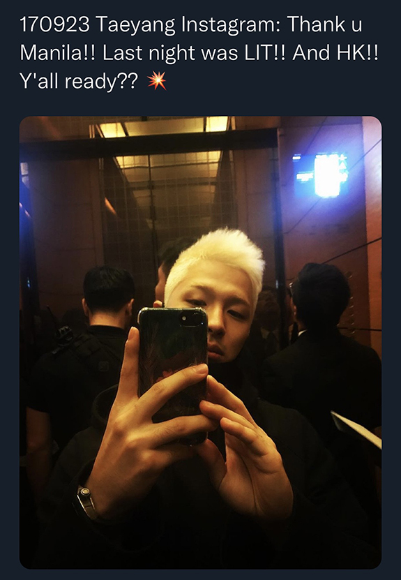 Taeyang Instagram Update