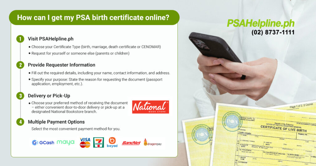 Order PSA Birth Certificates: Home Delivery & National Bookstore Pickup!